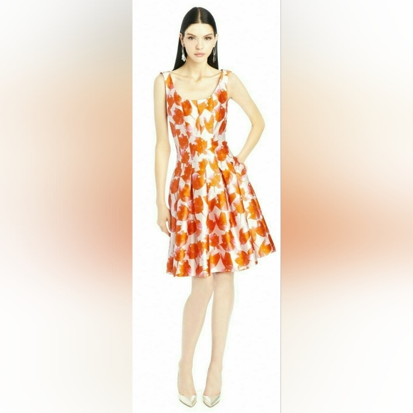*$5,000 NEW OSCAR DE LA RENTA TULIP PINK ORANGE SILK MIKADO RUNWAY DRESS 8, 12 - Picture 11 of 12